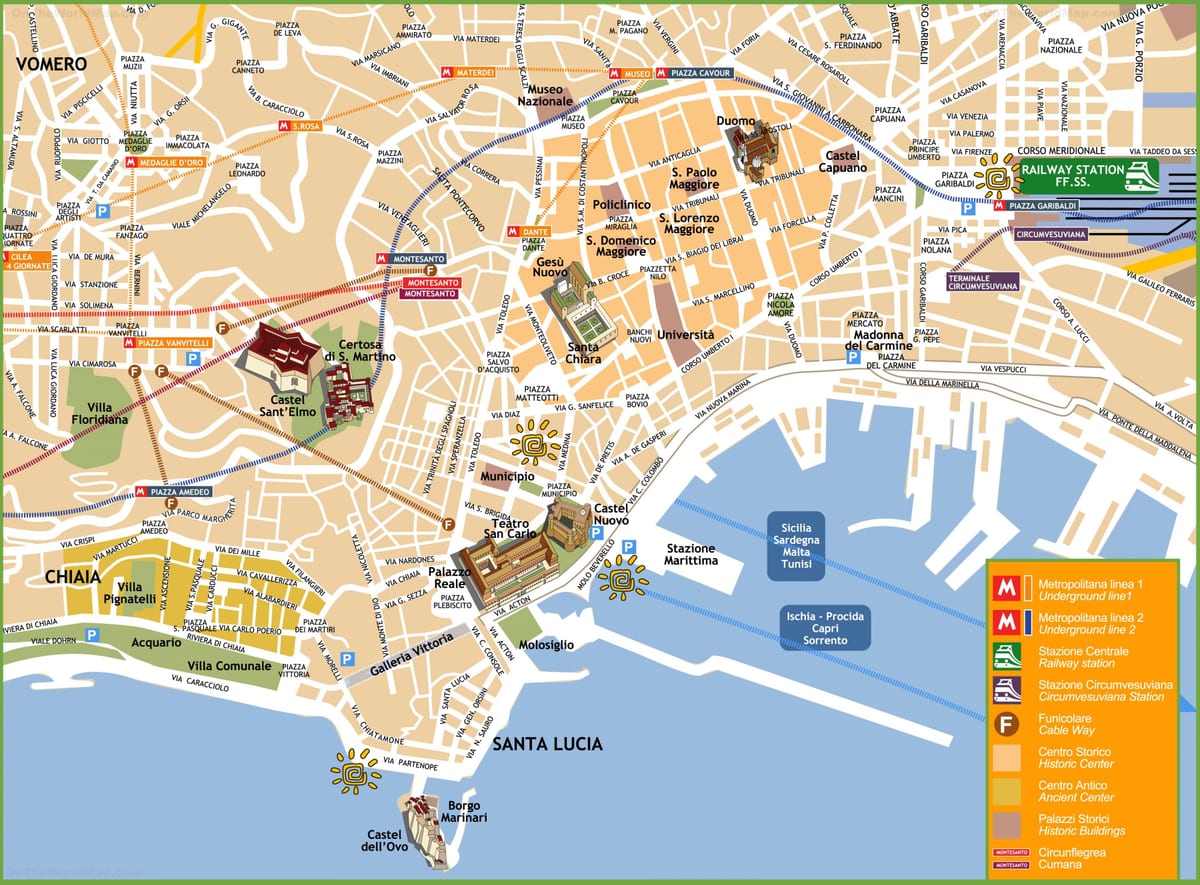 napolira ibilbideak mapa