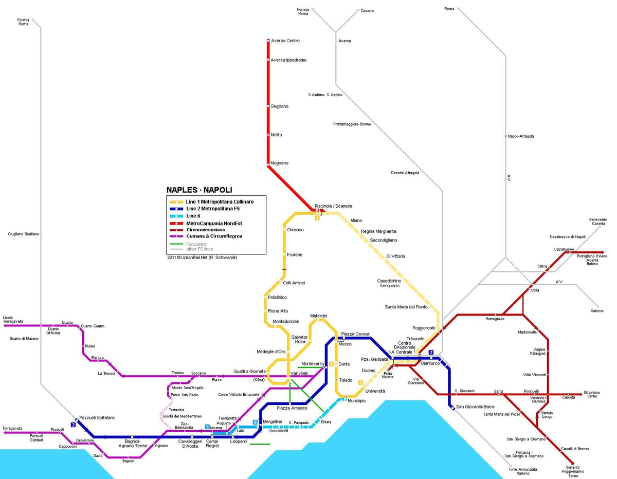 Mapa napoliko (italia metroa