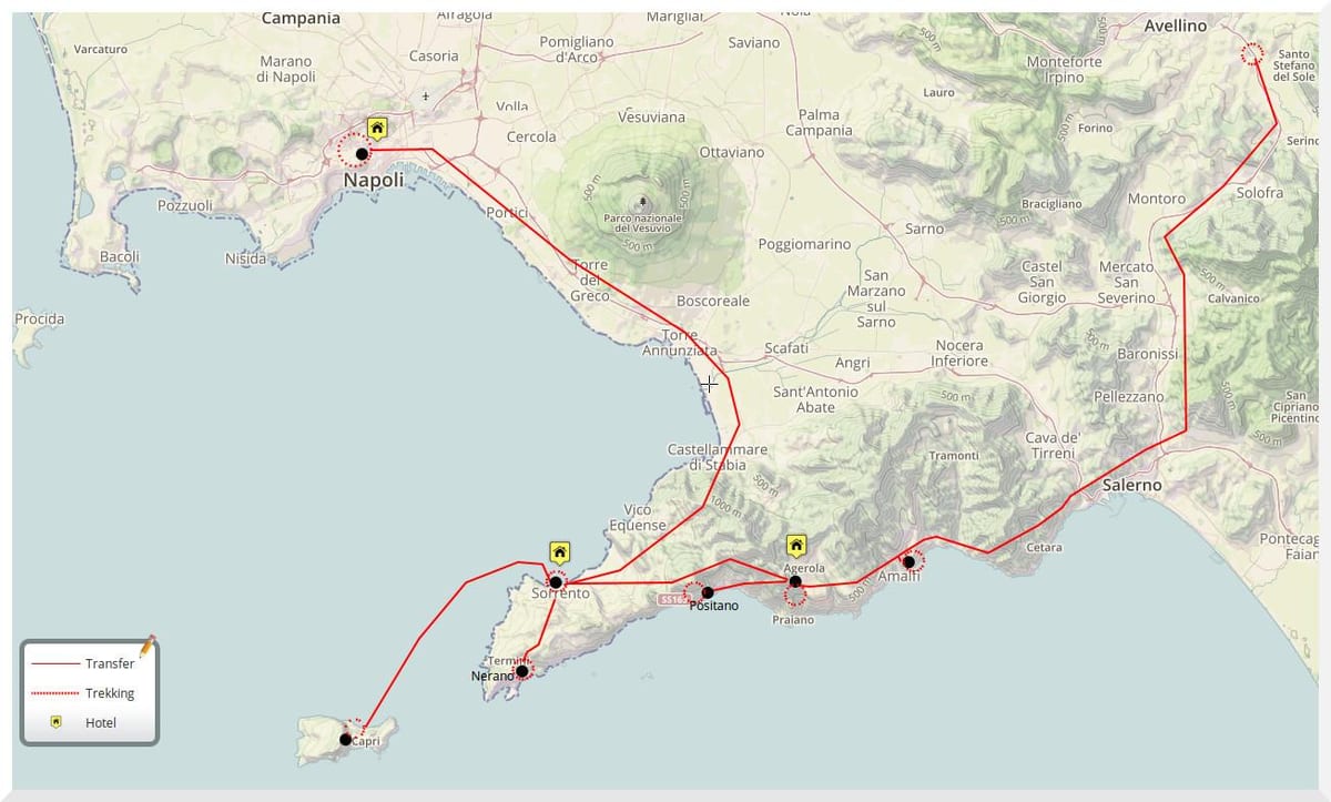 Mapa napoliko (italia walking tour