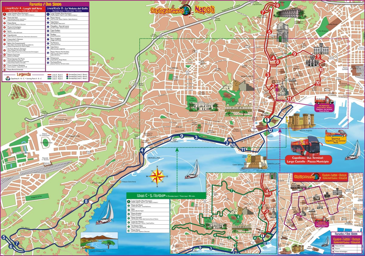Mapa napoliko autobus ibilbide