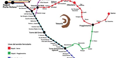 Mapa circumvesuviana tren ibilbidea